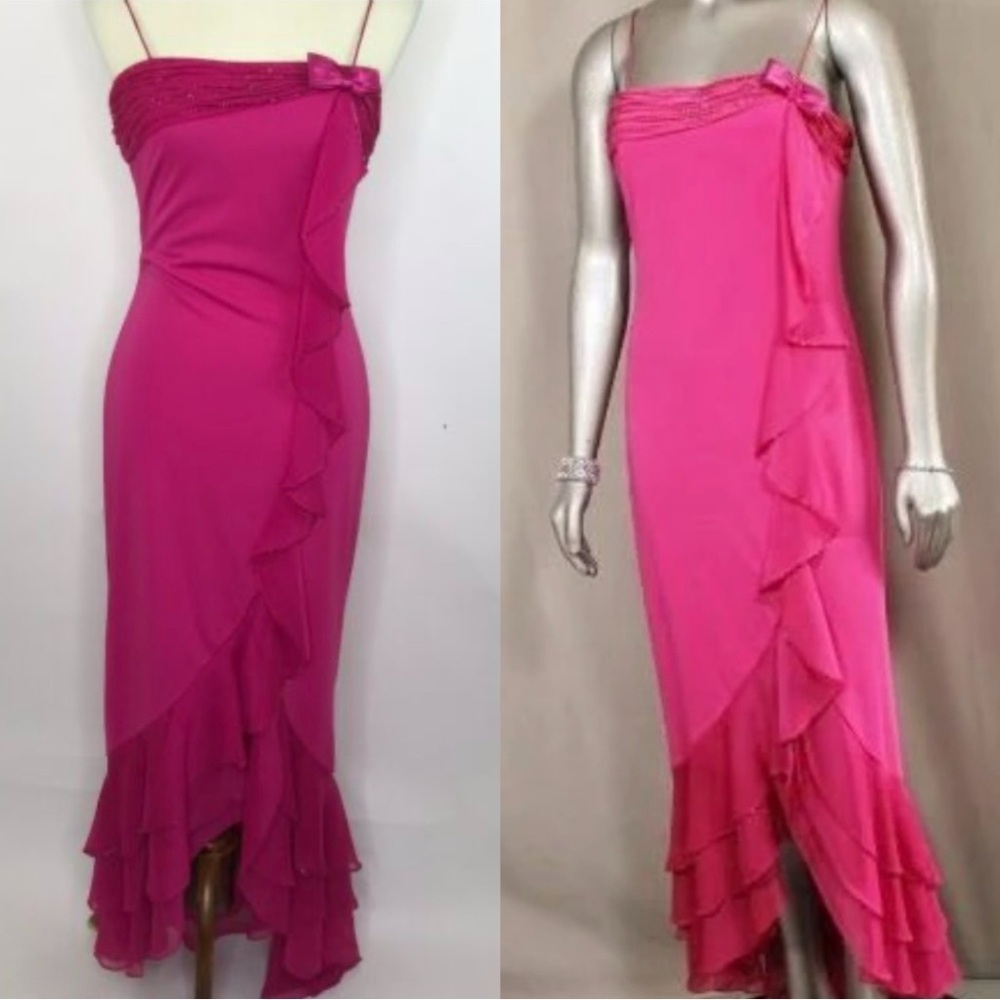 90s De Laru collection pink embroidered dress with bow - Picture 3 of 7